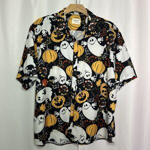 Fohemr Halloween Shirt Men’s 3XL Black White Orange Ghost Pumpkin Spooky Casual
